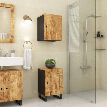 Mueble de baño madera maciza de mango 38x33x58 cm Marrón