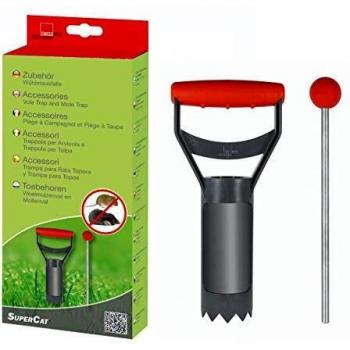 Kit de Accesorios SuperCat para trampa de topo y rata de jardín SuperCat: sonda de localización de túneles de 25 cm + ahoyadora dentada para 6 cm de diámetro agujero - kit de 2 piezas