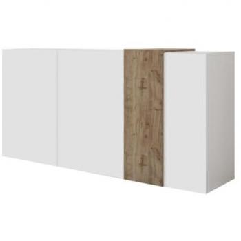 Aparador con 3 puertas - Blanco y natural claro - CAYNO