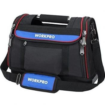 WORKPRO Bolsa de Herramientas 40x21x29CM, Bolsa para Herramientas pesada hecha de poliéster 600D con Base Impermeable, Asa de Transporte，Correa de Hombro Ajustable,Carga Máxima 25 KG