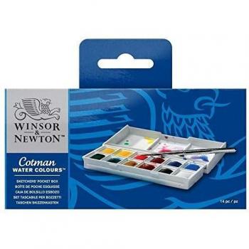 Winsor & Newton acuarela Cotman - Caja de acuarela Sketcher - set de 12 medio godets, colores surtidos