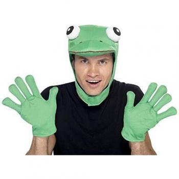 Smiffys-22164 Kit de rana, con capucha y guantes, color verde, Tamaño único