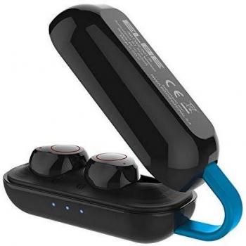 ELBE ABTWS-001-N - Auricular Bluetooth, V5.0 + EDR, True Wireless, microfono, batería recargable Litio, muy ligero, 4 horas de reproducción, hasta 3 cargas, negro