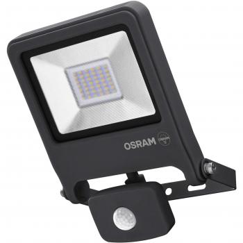 Proyector LED exterior gris 30W con sensor de movimiento, 4000K, IP44