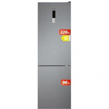 Frigorífico Combi EVVO F55 Inox, 226 L + 96 L, Total No Frost, Motor Inverter, Clase Energética D, Multi Air Flow, Luz Interior LED