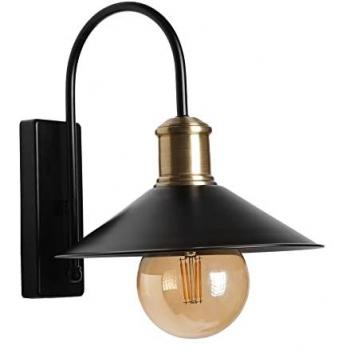 Aplique de pared metálico negro Wellhome, 15x15x27 cm, casquillo E27, máximo 60W