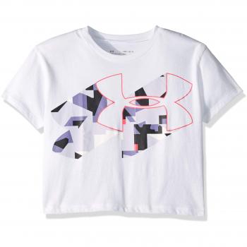Under Armour Print Fill Logo SS Camisa, Niñas, Blanco, S