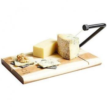 Artesà Tabla para Cortar y Servir Queso de Madera de Acacia con Fino Alambre par Cortar, 27 x 19 cm - Madera