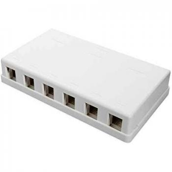 Caja de conexiones DIGITUS - 6 puertos - para módulos keystone - carcasa para montaje en superficie de punto de consolidación - toma de red - blanco