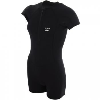 2017 Billabong Ladies Synergy 1mm Front Zip Springsuit Shorty BLACK C41G01 Ladies UK Sizes - 8