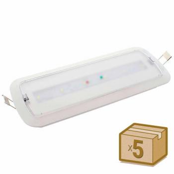 Pack 5 x Luz de Emergencia LED Nicelux Auto-Test Permanente/No Permanente Blanco Frío