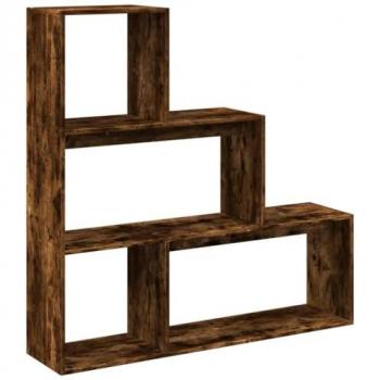 Librería divisora 3 niveles madera roble ahumado 123x29x123 cm Marrón