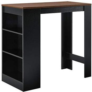 Mesa de Bar Kouvola 110x50x103 cm con 3 Estantes Negro/Efecto Nogal