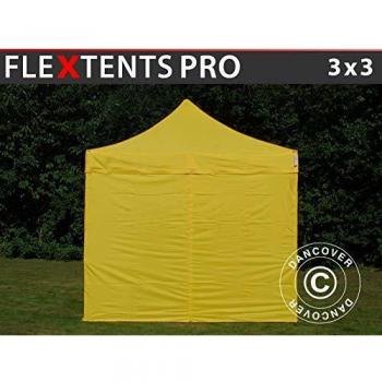 Carpa Plegable Rápida FleXtents Pro 3x3m Amarillo, Incluye 4 Laterales Impermeables