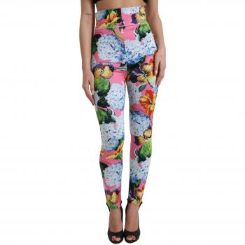 Dolce & Gabbana Multicolor Floral High Waist Leggings Pants - IT40|S, Female, Size: XS