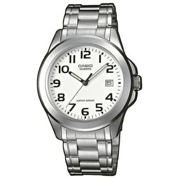 Reloj Casio MTP-1259PD-7BEG de Acero Inoxidable con Esfera Blanca y Correa de Cuero para Hombre