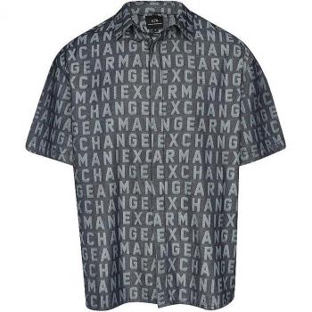 Armani Exchange Multicolor Logo Print Regular Fit Short Sleeve Shirt for Men, Size L