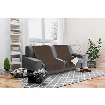Italian Bed Linen Elegant Protector de Respaldo y Asiento para Sofá, Microfibra, Marrón y Crema, 40x30x15 cm