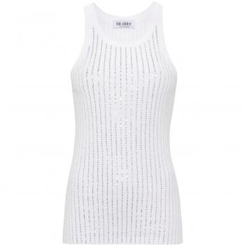 The Attico Women's Strass Embellished Cotton Top in White, Size 38, 247WCT276J050R480