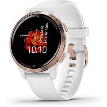 Garmin Venu 2S Smaller-sized GPS smartwatch with all-day health monitoring, Rose Gold Bezel with White Case and Silicone Band