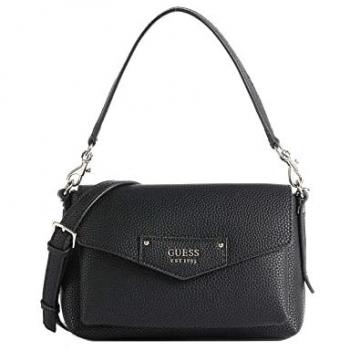 Guess Eco Brenton Black Flapover Shoulder Bag