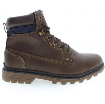U.S. Polo Assn. Brown Polyester Lace-up High Boots for Men - Size 10 US (EU43) with Contrasting Details