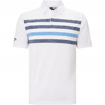 Callaway Ventilated Chest Stripe Polo de Golf, Hombre, Blanco, L