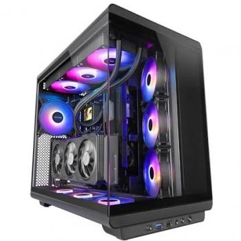 Caja Gaming Mars Gaming MC-REV ATX, Doble Cristal Templado, 3 Ventiladores ARGB Invertidos 12cm, Montaje Vertical de Tarjetas Gráficas, Soporte Refrigeración Líquida hasta