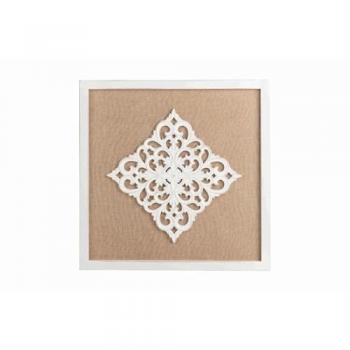 Cuadro Talla Madera / Lino 60x3x60 Cm - Decoración de Pared Moderna y Elegante