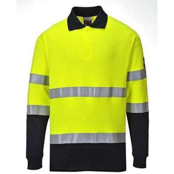 Polo Bicolor Ignífugo y Antiestático de Alta Visibilidad Amarillo/Navy FR74 Portwest