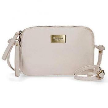 Pepe Jeans Lica Bandolera Dos Compartimentos Beige 19x13x3 cms Piel