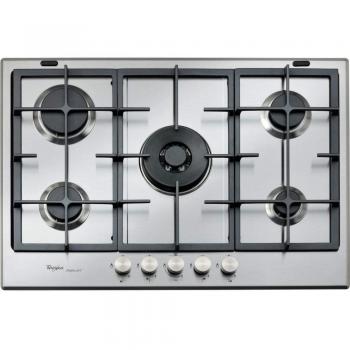 Piano de cocina a gas Whirlpool GMR 7522/IXL, 5 fuegos, 73 cm, acero inoxidable iXelium