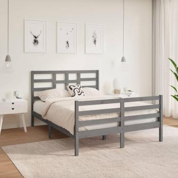 Estructura de cama matrimonial madera maciza gris 135x190 cm
