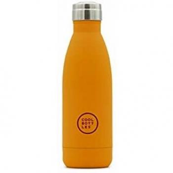 Cool Bottles - Botella de Agua de Acero Inoxidable - 350 ml - Vivid Orange - 23,5 x 7 cm - Botella Térmica Hermética - Bebidas Frías 24 Horas y Calientes 12 Horas - Doble Pared - Libre de BPA