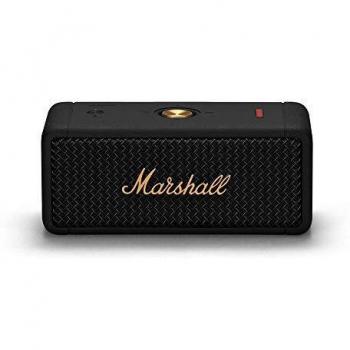 Marshall Emberton Portable Bluetooth Speaker, Black & Brass - 20+ Hours Playtime, IPX7 Water-Resistant