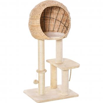 Árbol Rascador para Gatos PawHut con Plataformas y Caseta