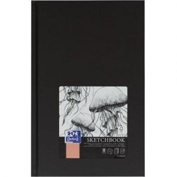 Cuaderno de dibujo Oxford Artbook A5 con tapa dura cosido, 96 hojas de 100g en color negro