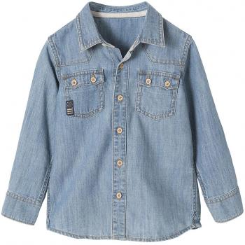VERTBAUDET Camisa Vaquera Niño Efecto Lavado Azul Oscuro Lavado 14A