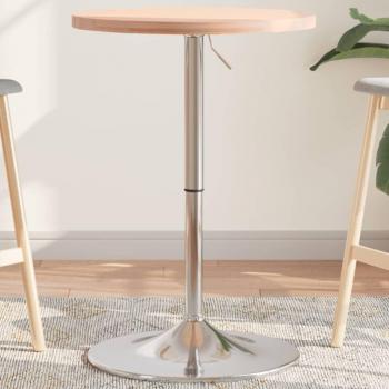 Mesa alta de madera maciza de haya Ø 50x90,5 cm Marrón