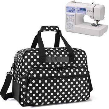 Yarwo Maletas de Transporte para Máquinas de Coser, Bolsa para Máquina de Coser Adecuado para la mayoría de Las máquinas de Coser universales, con Acolchado y Fondo Antideslizante, Puntos Negros