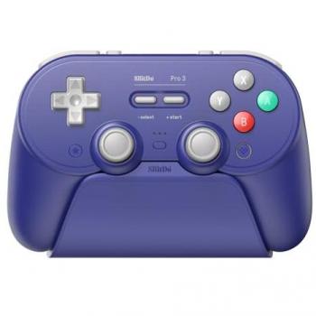 8BitDo Pro 3 Wireless Gaming Controller - Purple Edition with TMR Joysticks, Switchable Triggers, and Swappable Buttons for Switch, Windows, and Apple