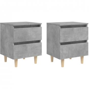 Mesitas de noche con patas 2 uds madera pino gris 40x35x50 cm