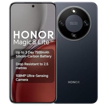 Smartphone Honor Magic 8 Lite 5G, 6.79 AMOLED, 8GB RAM, 512GB almacenamiento, batería de 7500mAh, Dual SIM, color Negro