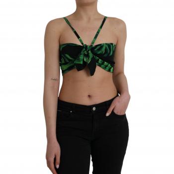 Dolce & Gabbana Leaf Print Silk Halter Cropped Top - IT42|M, Multicolor, Female, Size: S