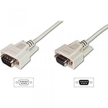 Cable de conexión en serie DIGITUS - D-Sub 9 a D-Sub 9 - Enchufe a enchufe - 5.0m - Cable de extensión - Beige