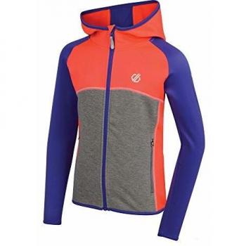 Dare 2b Curate Core Stretch Full Zip Quick Drying Hooded Micro Fleece Capa Intermedia elástica, Infantil, Fiery Coral/Simply Purple, 14 Años
