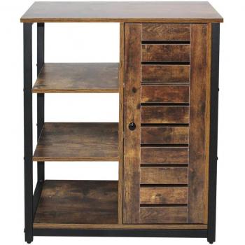 Aparador Vintage Industrial Miadomodo 72x32x80 cm, Marrón y Negro, Armario Auxiliar, 3 Estantes, Versátil para Almacenamiento en Salón, Cocina y Oficina