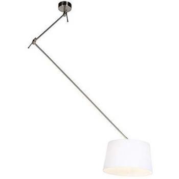 Lámpara colgante rústica de lino blanco 35 cm - Blitz I acero, adecuada para LED, max. 1 x 60 Watt