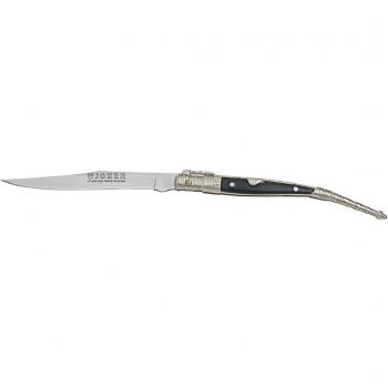 Cuchilleria Joker N107A - Estilete decorado, puño zamak, color negro y plata, hoja de 8,5 cm