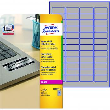 Avery Silver Heavy Duty Labels - Laser - L6009 - Etiquetas de Impresora